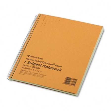 NATIONAL BRAND Subject Wirebound Notebook- Narrow Rule- 8-1/4 x 6-7/8- Green- 80 Sheets NA31724